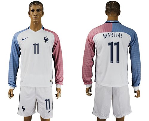 France #11 Martial Away Long Sleeves Soccer Country Jersey